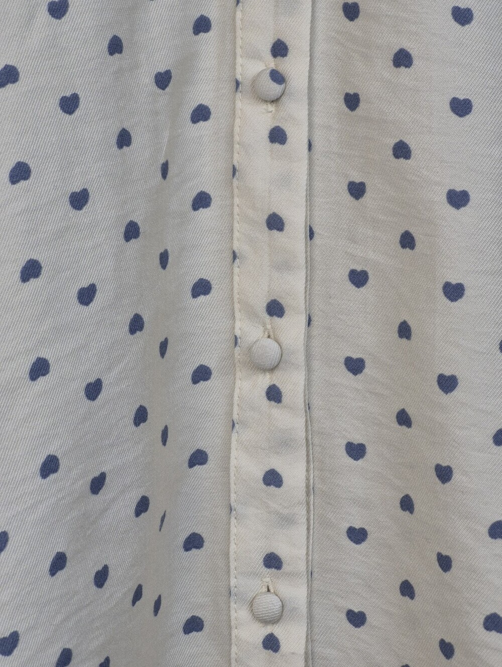 C By One Ivory Blue Heart Print Blouse 1X Romantic Boho Poet Sleeve Top - Picture 3 of 9